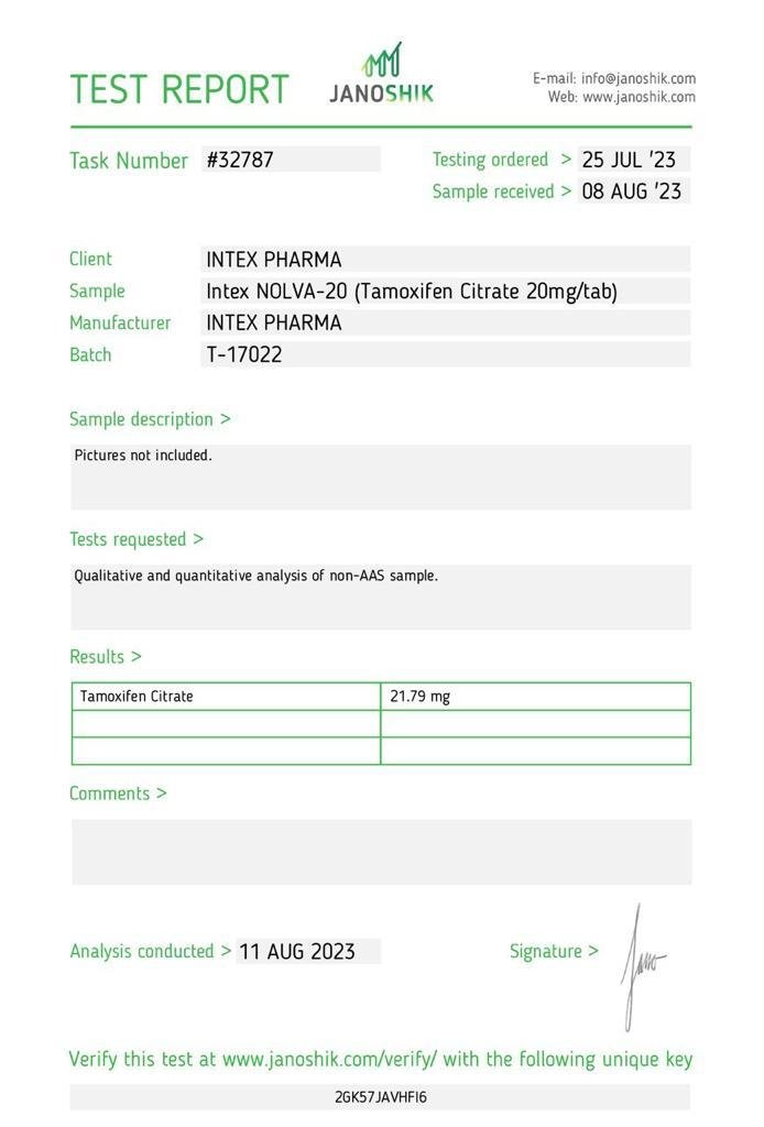 Intex Pharma Nolvadex (Tamoxifen) 20mg x 60 tabs - Image 2
