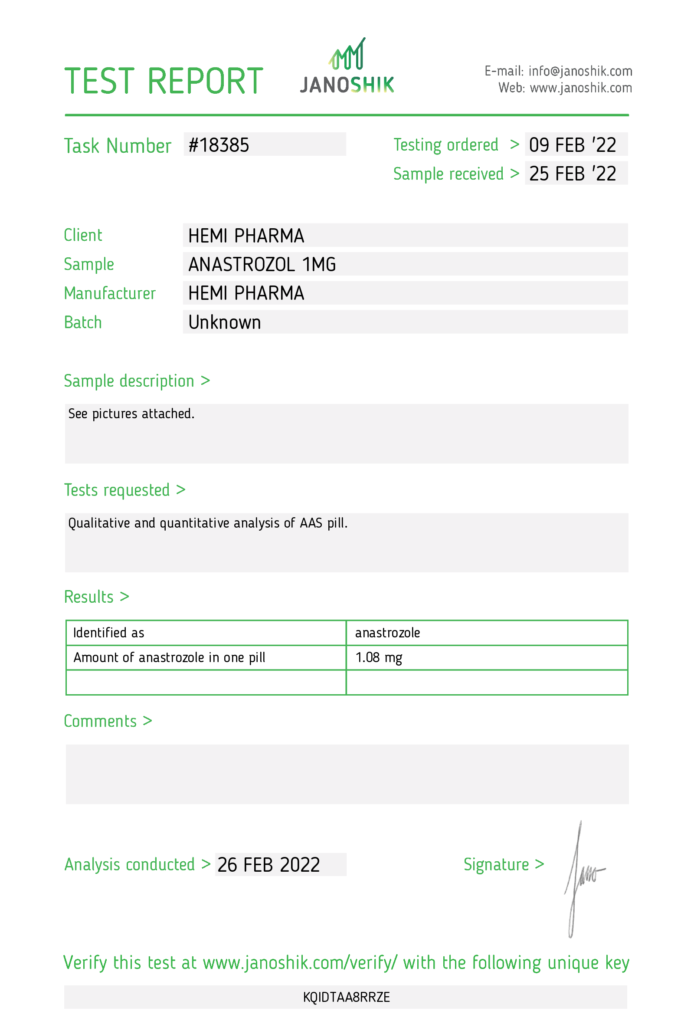 Hemi Pharma Arimidex (Anastrozole) 1mg - Image 2